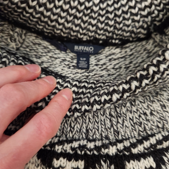 Buffalo David Bitton Black and Cream Cowl Neck Sweater - Picture 4 of 4